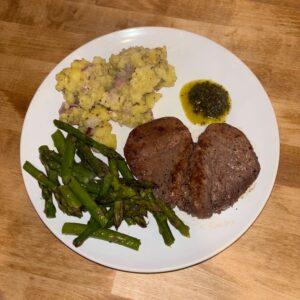 Homemade meal in tiny home before Havasupai backpacking trip