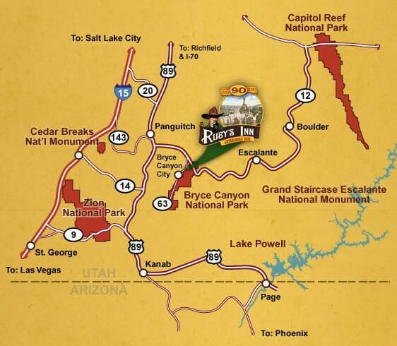 Map from Ruby's Inn