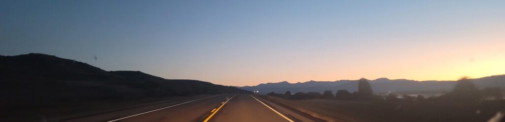 Scenic pre-dawn drive heading toward Bryce Canyon National Park