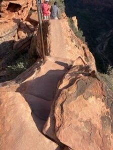 climbing down the ridge