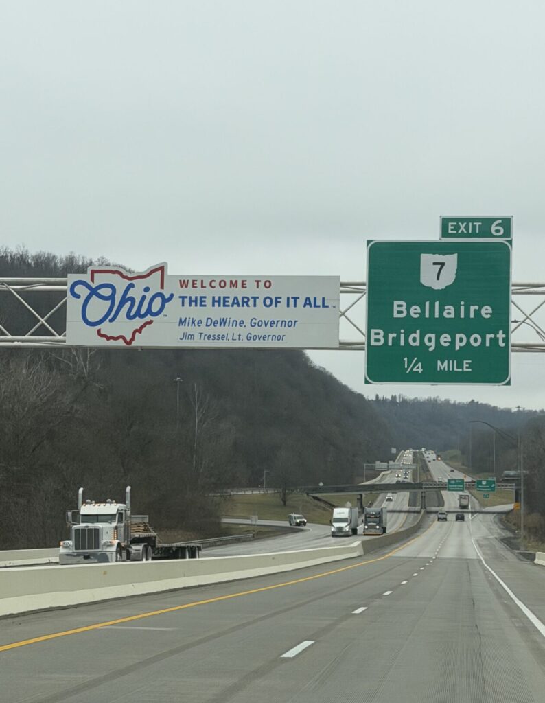 Welcome to Ohio The Heart of it All sign on our trip