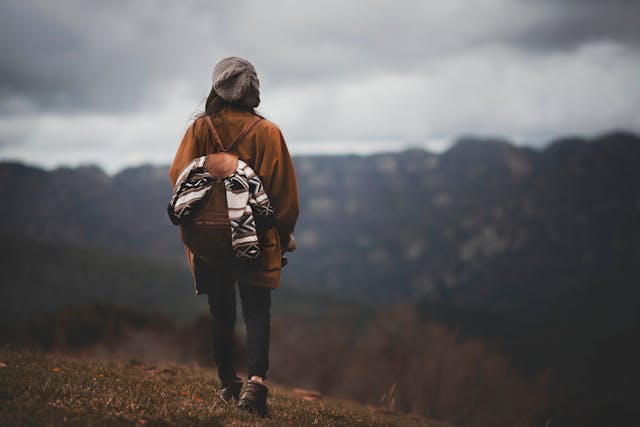woman hiking in the mountains