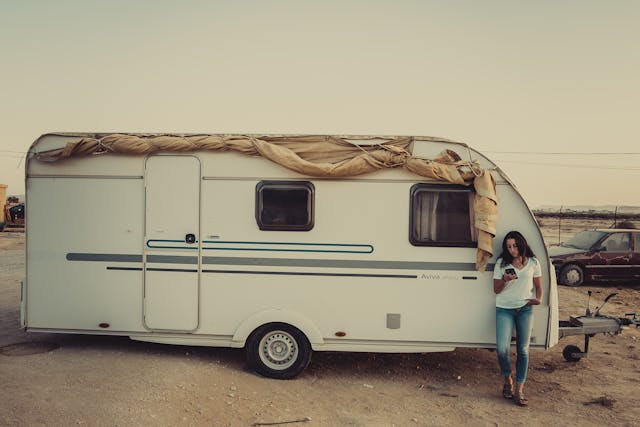 Woman traveling across the US in a camper