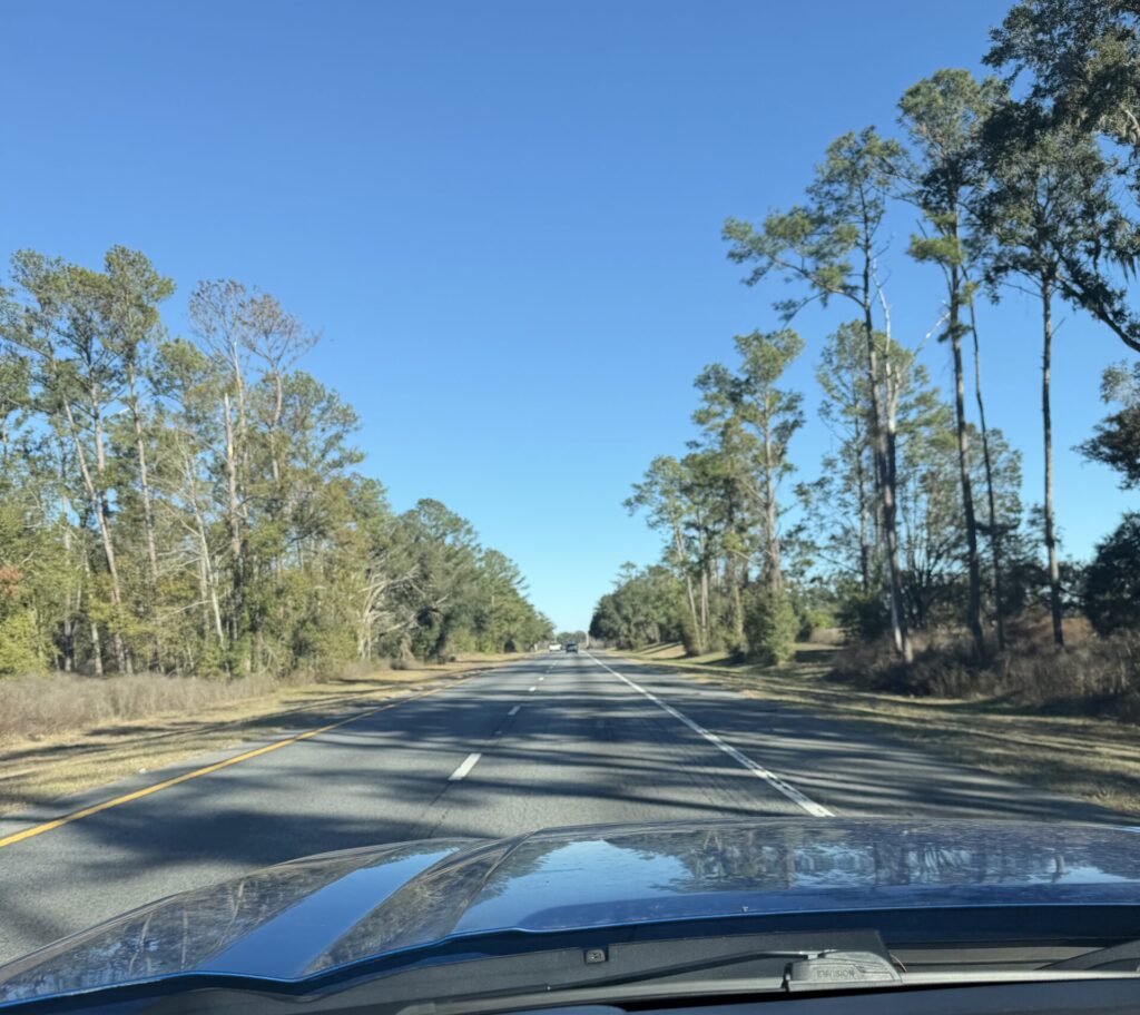 clear skies on the road trip in Florida