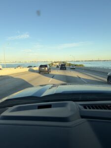 Driving on a bridge in Miami Beach