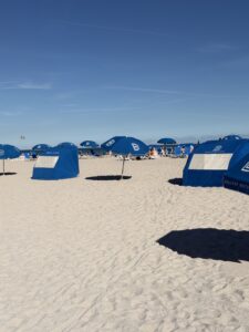 Umbrella and chairs on the beach