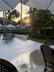 Pathway with umbrellas