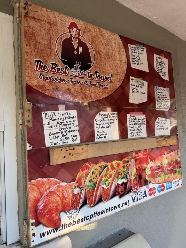 Food menu sign with Tacos