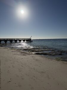 Mid day sun over the pier