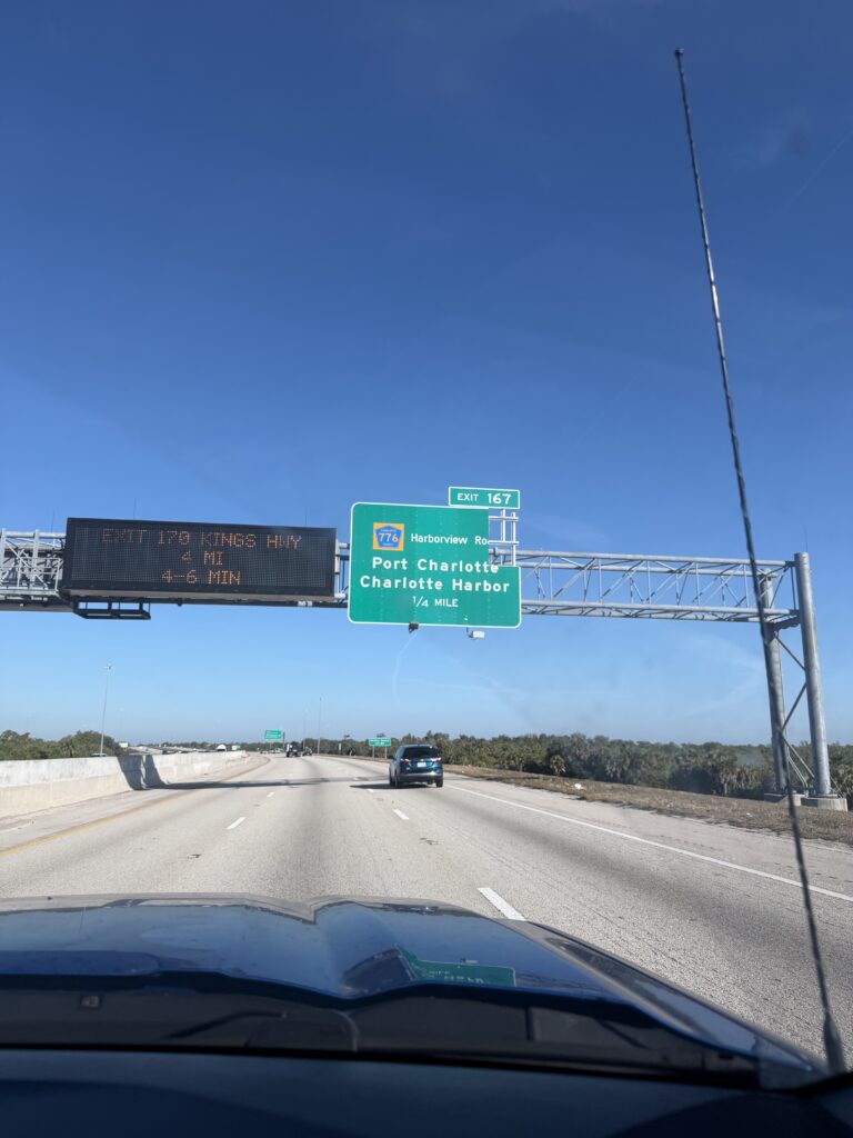 Road sign on our southern road trip