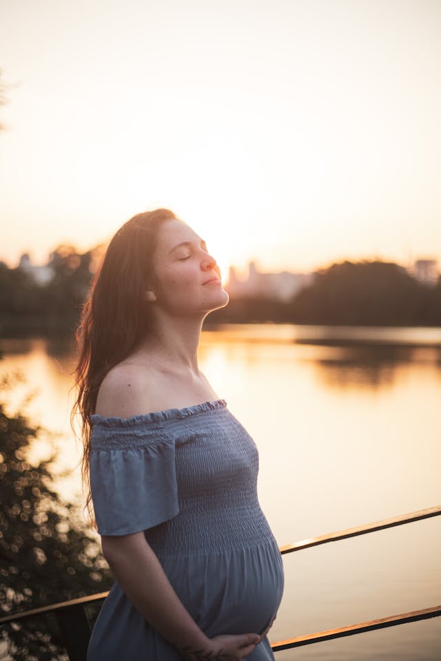 expectant mother on her pregnancy journey experiencing feelings of warmth