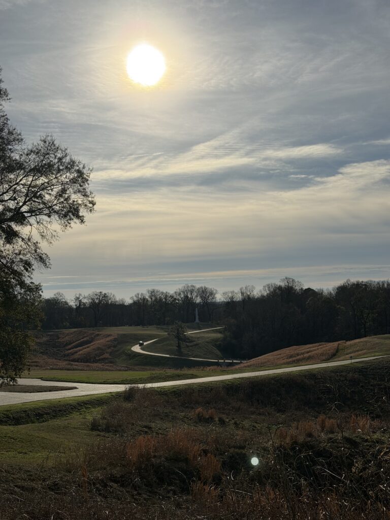 beautiful landscape with the sun low in the sky