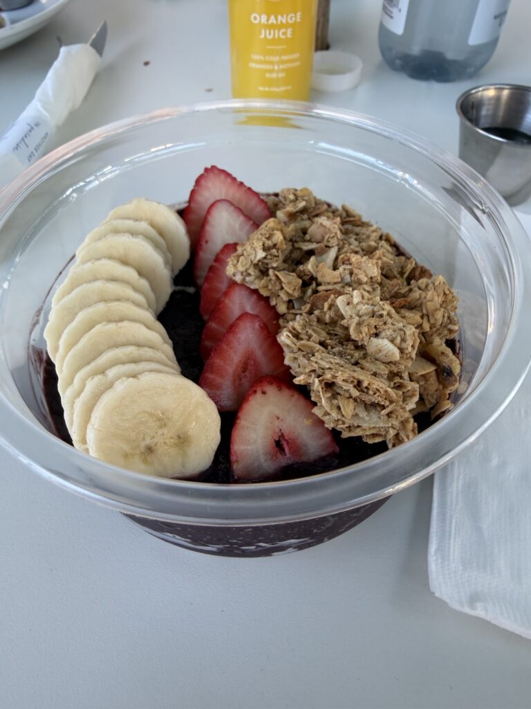 Bananas and strawberries breakfast