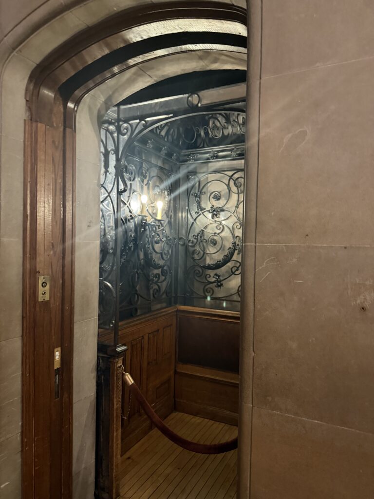 Old elevator on our tour
