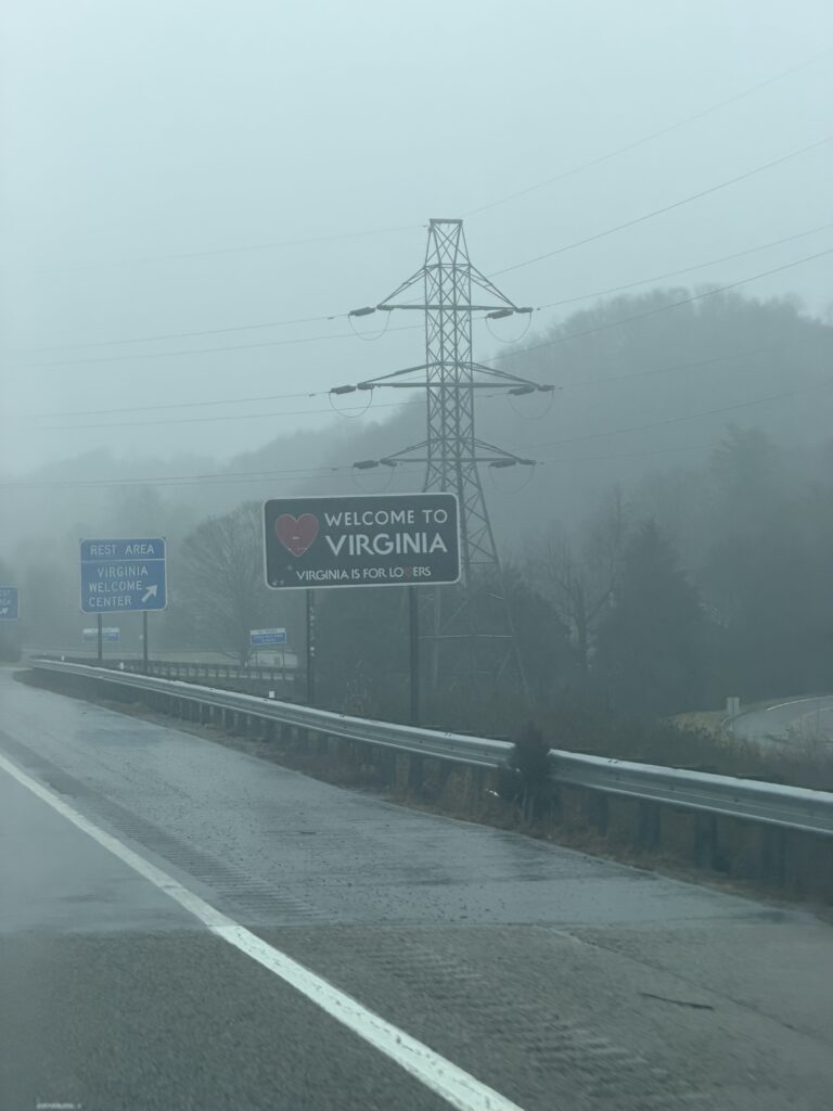 Welcome to Virginia sign on our road trip