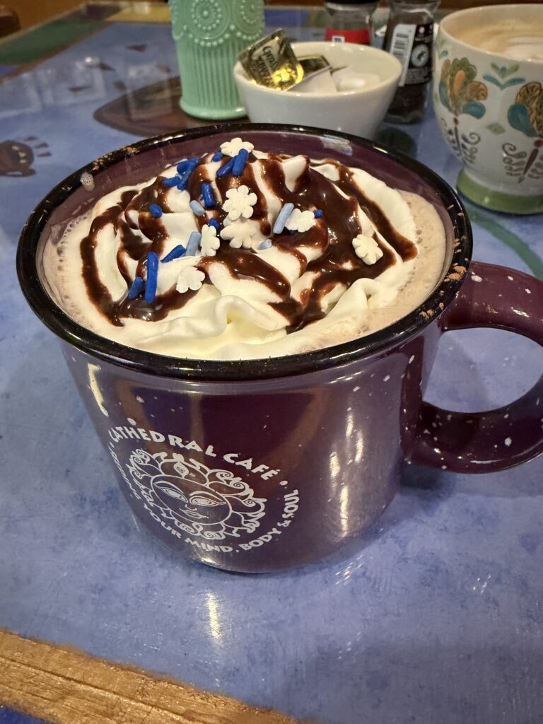 Cathedral Cafe drink with sprinkles
